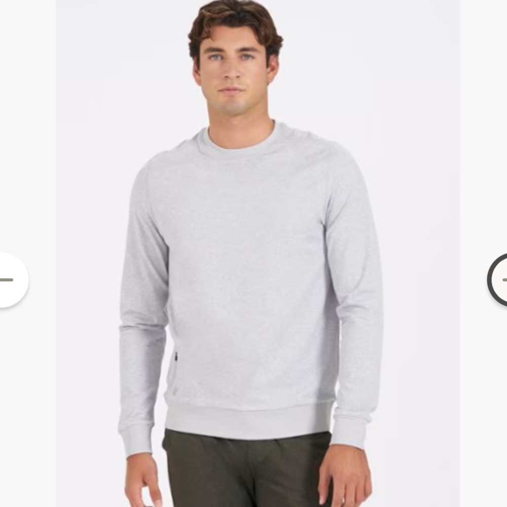 Vuori Performance Crew Long Sleeve Shirt Platinum Heather Gray Men’s L